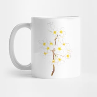 white Plumeria  frangipani flowers  ink and watercolor Mug